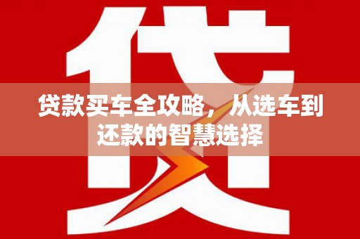 蔡甸贷款买车全攻略，从选车到还款的智慧选择