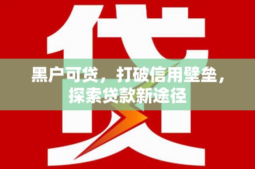 万全黑户可贷，打破信用壁垒，探索贷款新途径