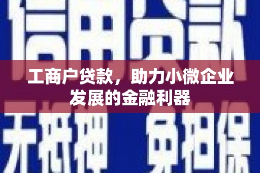 七堵工商户贷款，助力小微企业发展的金融利器