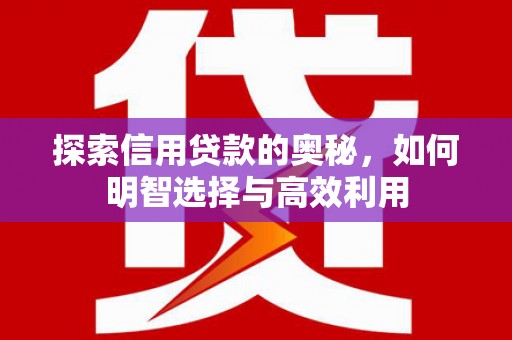 宣州探索信用贷款的奥秘，如何明智选择与高效利用